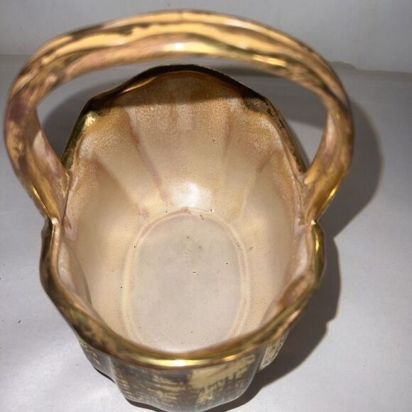 Stangl Granada Gold Porcelain Basket 3621 Hand Painted - Picture 6 of 12